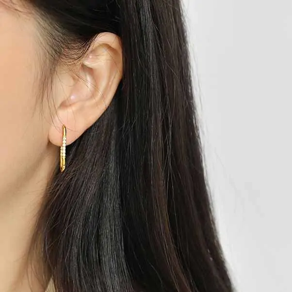 CZ Shape 925 Sterling Silver Dangling Earrings - Image 2