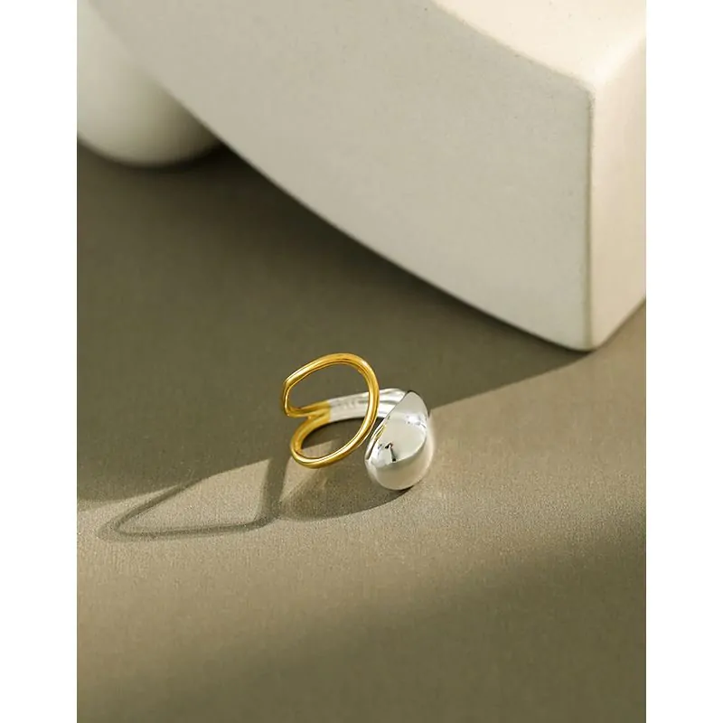 Waterdrop 925 Sterling Silver Wide Adjustable Ring - Image 4