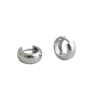 Minimalism Mini Wide Circle 925 Sterling Silver Huggie Hoop Earrings