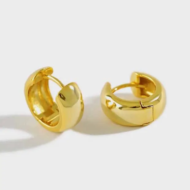 Minimalism Mini Wide Circle 925 Sterling Silver Huggie Hoop Earrings - Image 5