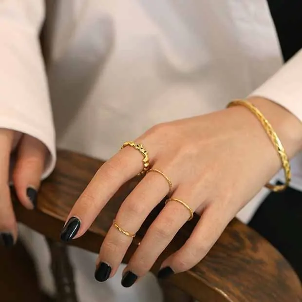 Classic Irregular Wave 925 Sterling Silver Adjustable Ring - Image 3