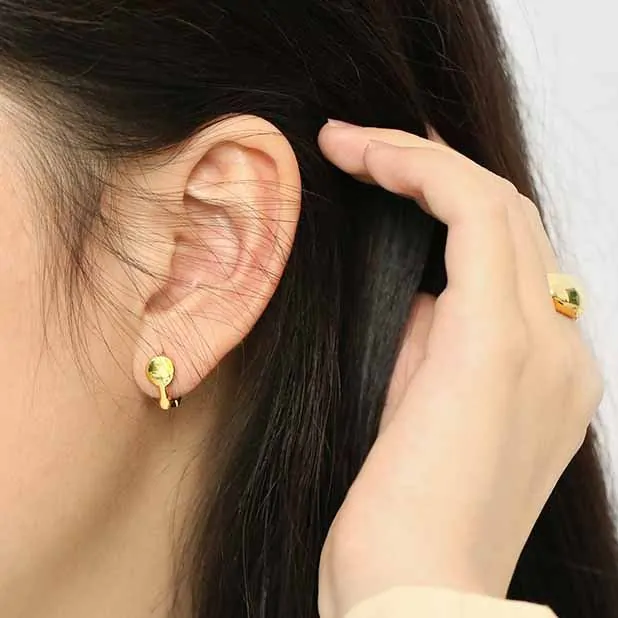 Asymmetric Lock Key 925 Sterling Silver Hoop Earrings - Image 3