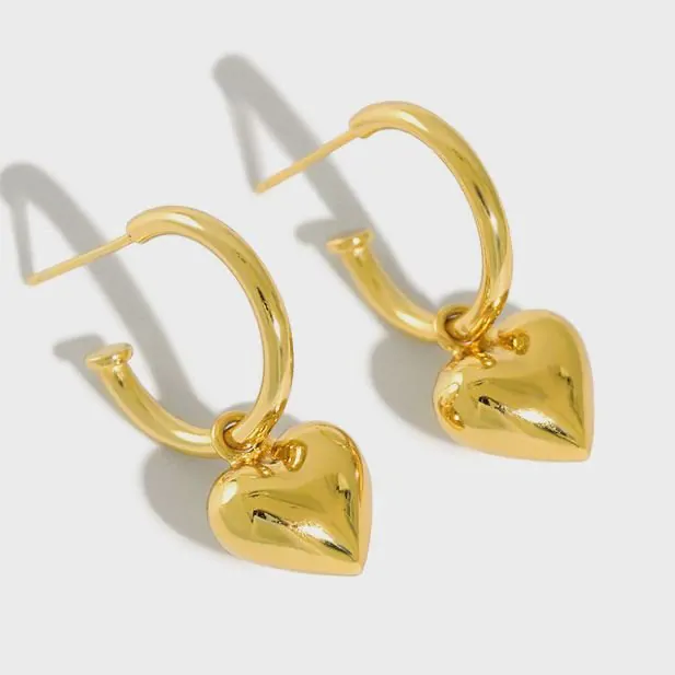 Girl 3D Heart Love 925 Sterling Silver Hoop Earrings - Image 5