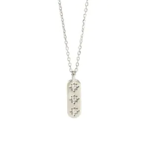 Elegant CZ Geometric CZ Star Tag 925 Sterling Silver Necklace