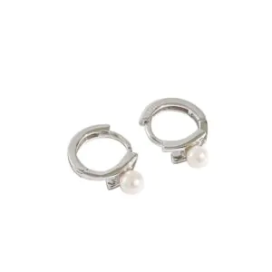 Shell Pearl 925 Sterling Silver Hoop Earrings
