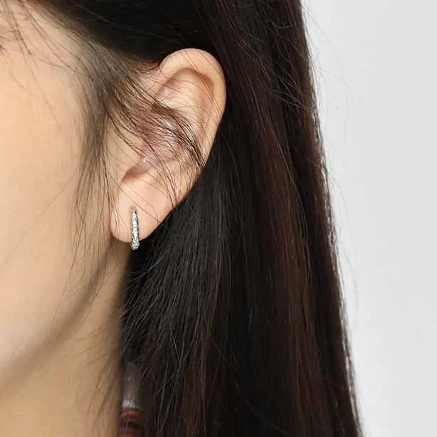 Geometric Hollow Oval 925 Sterling Silver Hoop Earrings - Image 3