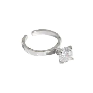Round CZ 925 Sterling Silver Adjustable Ring