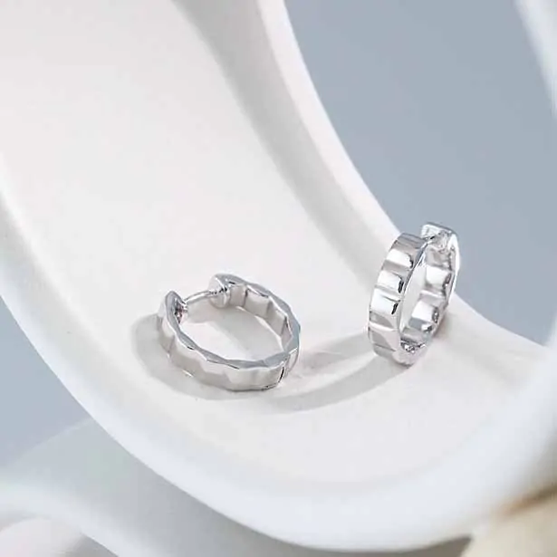 Wheel Circle 925 Sterling Silver Huggie Hoop Earrings - Image 2