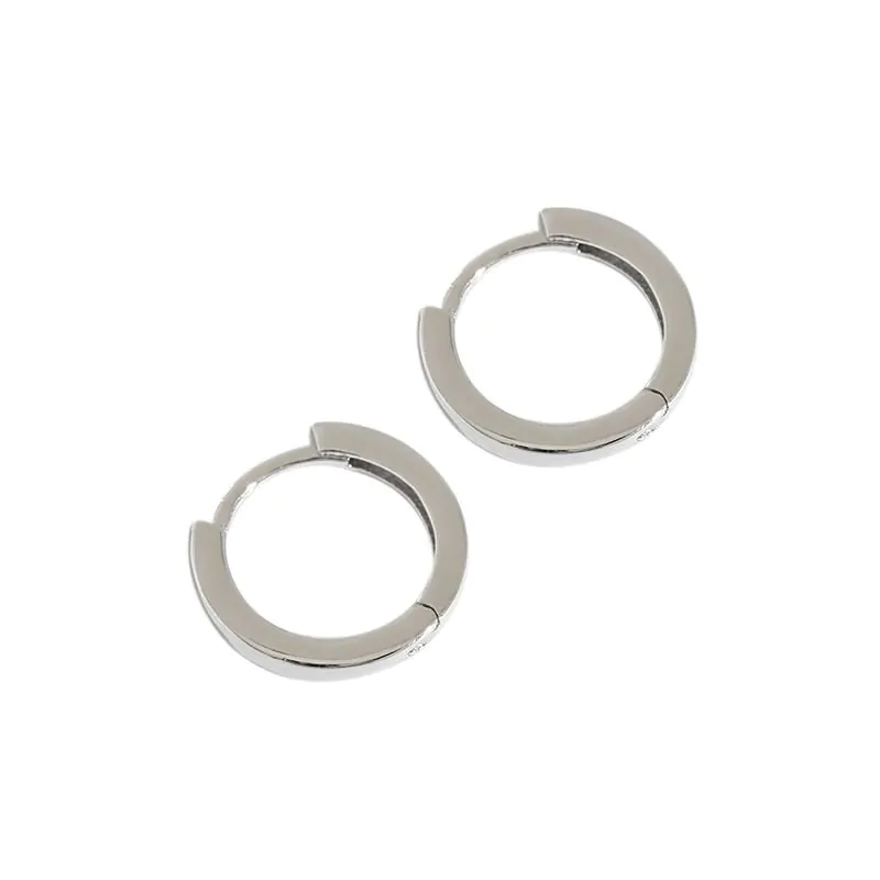 Minimalism Geometric Circle 925 Sterling Silver Huggie Hoop Earrings