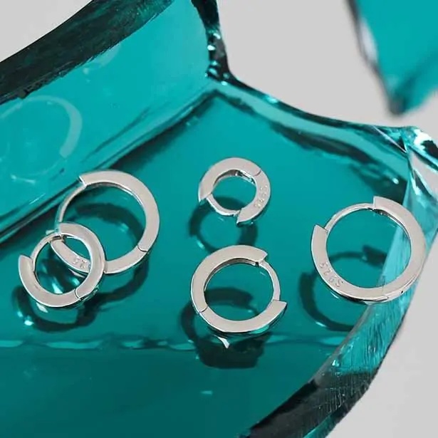 Minimalism Geometric Circle 925 Sterling Silver Huggie Hoop Earrings - Image 2