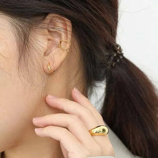 Minimalism Geometric Circle 925 Sterling Silver Huggie Hoop Earrings - Image 4