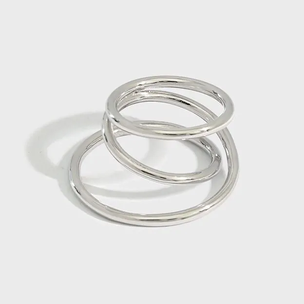 Triple Layer Cross 925 Sterling Silver Adjustable Ring - Image 2