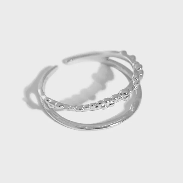 Double Layer 925 Sterling Silver Adjustable Ring - Image 2