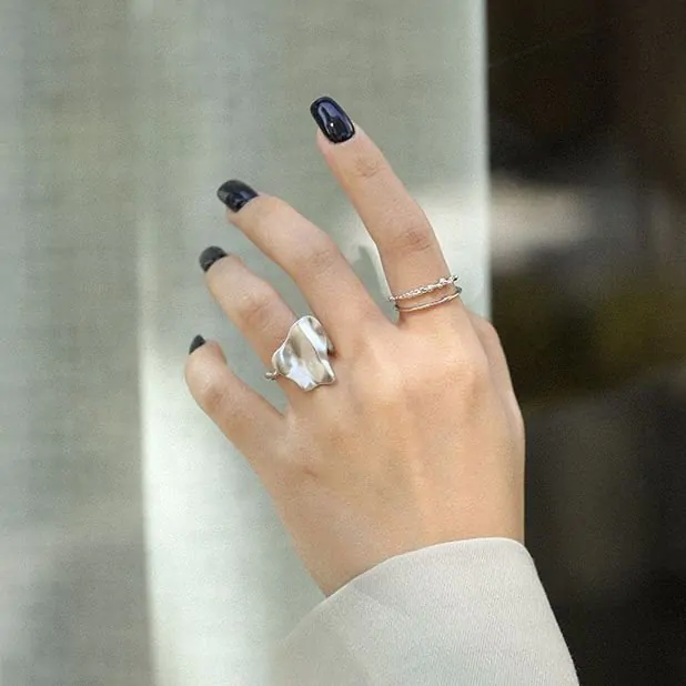 Double Layer 925 Sterling Silver Adjustable Ring - Image 5