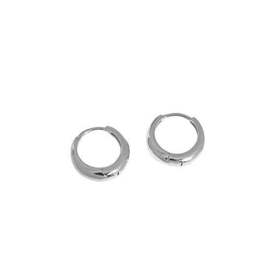 Classic Glossy 925 Sterling Silver Huggie Hoop Earrings