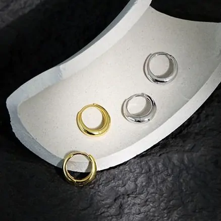 Classic Glossy 925 Sterling Silver Huggie Hoop Earrings - Image 3