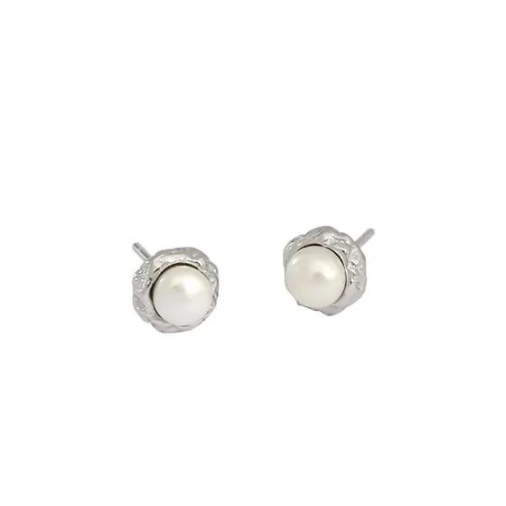 Irregular Freshwater Pearl 925 Sterling Silver Stud Earrings