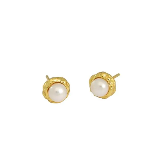 Irregular Freshwater Pearl 925 Sterling Silver Stud Earrings - Image 2