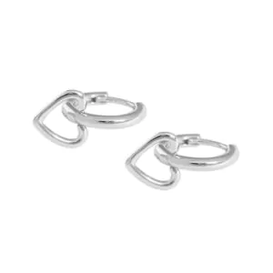 Girl Hollow Heart 925 Sterling Silver Hoop Earrings