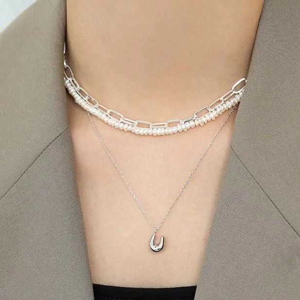 U Shape 925 Sterling Silver Necklace - Image 2