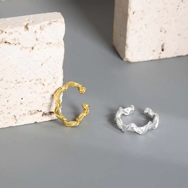 Double Layer Twisted Wave 925 Sterling Silver Non-Pierced Earrings - Image 5