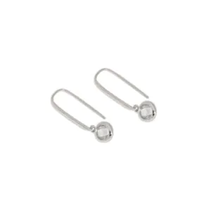 Round CZ U Shape 925 Sterling Silver Stud Earrings
