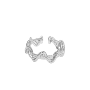Double Layer Twisted Wave 925 Sterling Silver Adjustable Ring