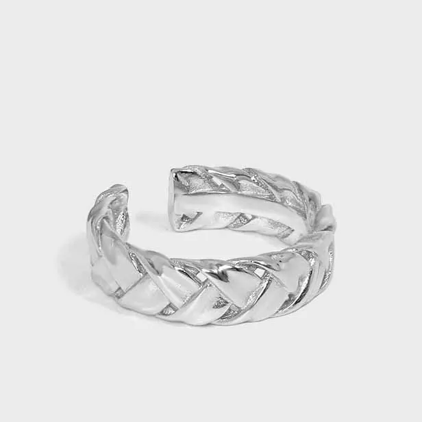 Twist Knitting 925 Sterling Silver Adjustable Ring - Image 5