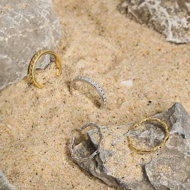 Bead Wave Twisted 925 Sterling Silver Adjustable Ring - Image 3