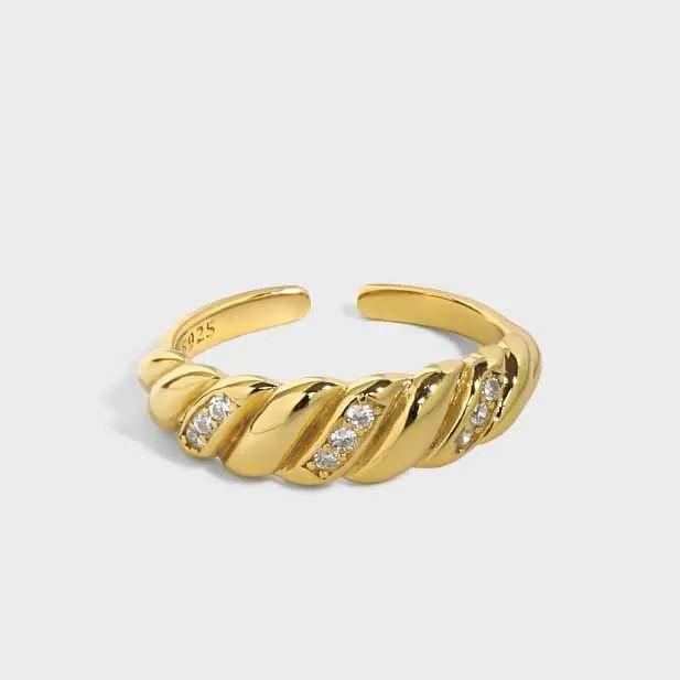 Twisted CZ 925 Sterling Silver Adjustable Ring - Image 5