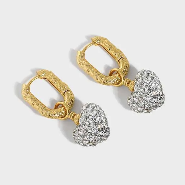 Elegant CZ Heart Geometric 925 Sterling Silver Dangling Earrings - Image 5