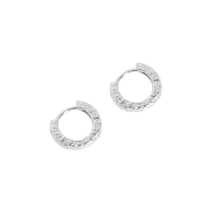 Mini Irregular Geometric Circle 925 Sterling Silver Huggie Hoop Earrings