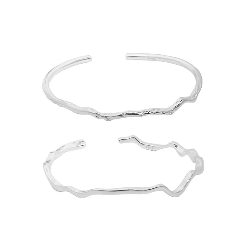 Minimalism Irregular 925 Sterling Silver Open Bangle