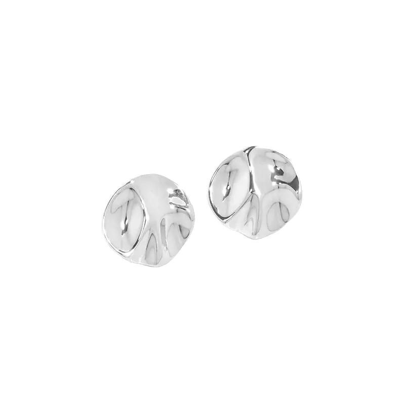 Irregular Round 925 Sterling Silver Stud Earrings