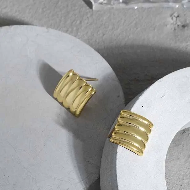 Geometric Rectangle Strips 925 Sterling Silver Stud Earrings - Image 2