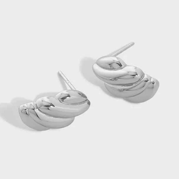 Geometric Irregular Thread Twisted 925 Sterling Silver Stud Earrings - Image 5