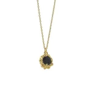 Lady Black CZ Bubble Flower 925 Sterling Silver Necklace