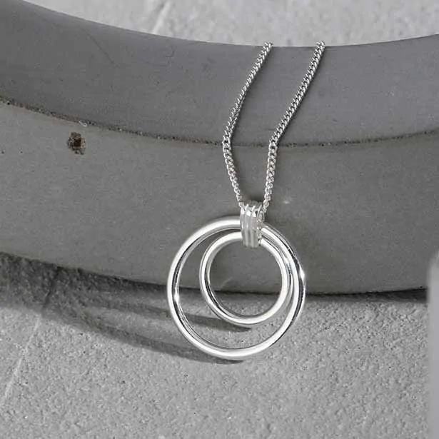 Daughter Circle Rings 925 Sterling Silver Necklace - Image 2