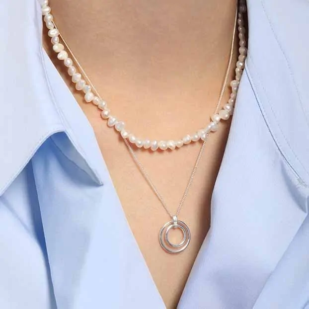 Daughter Circle Rings 925 Sterling Silver Necklace - Image 3