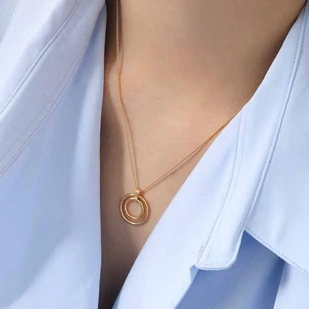 Daughter Circle Rings 925 Sterling Silver Necklace - Image 4