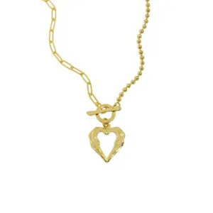 OT Irregular Heart 925 Sterling Silver Necklace