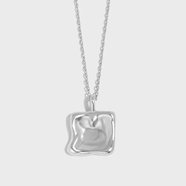 Geometric Irregular Square 925 Sterling Silver Necklace - Image 5