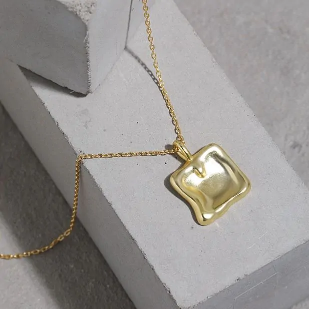 Geometric Irregular Square 925 Sterling Silver Necklace - Image 2