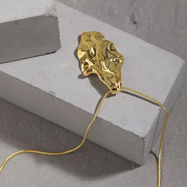 Irregular Leaf 925 Sterling Silver Necklace - Image 2