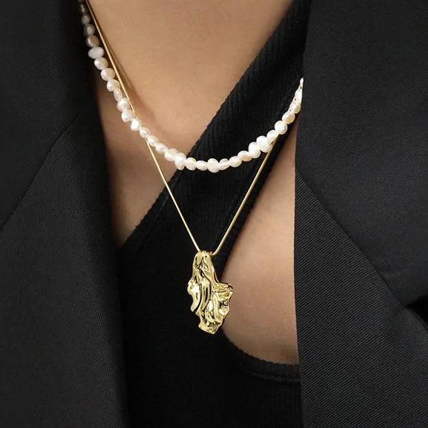 Irregular Leaf 925 Sterling Silver Necklace - Image 4