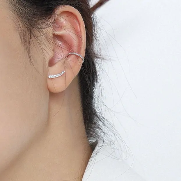 Mini Irregular Beads Arc 925 Sterling Silver Stud Earrings - Image 4