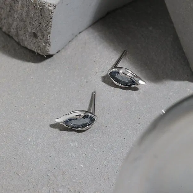 Blue Waterdrop CZ 925 Sterling Silver Stud Earrings - Image 2