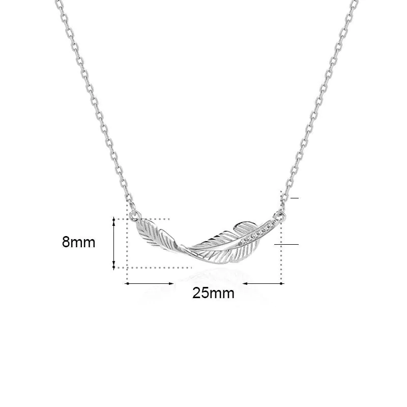 Twisted Feather CZ 925 Sterling Silver Necklace - Image 2