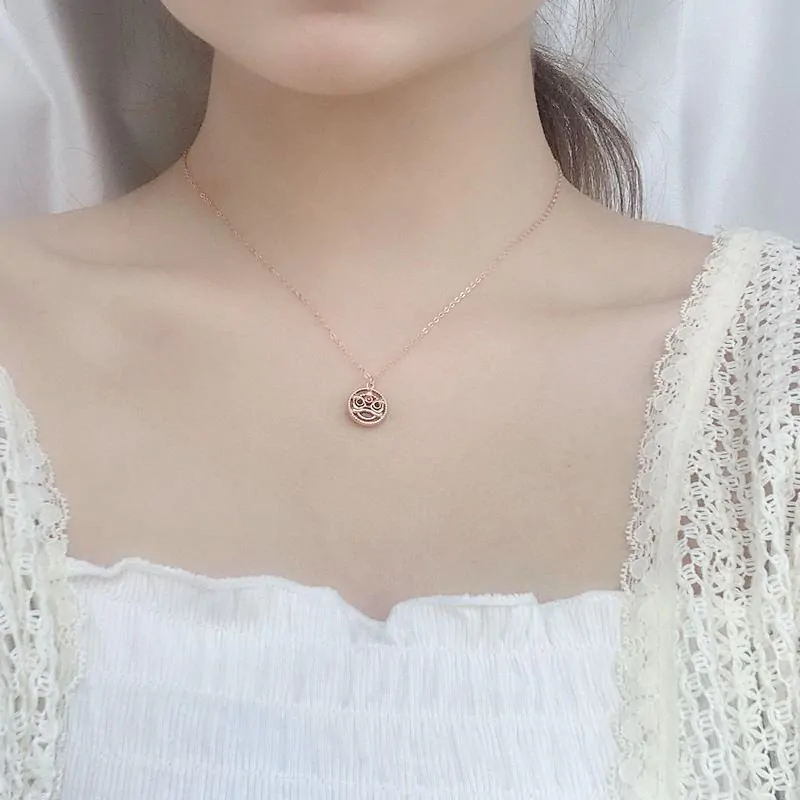 Round Red Natural Agate Chinese Tiger 925 Sterling Silver Necklace - Image 3