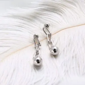 Hollow Chain Tassels Ball 925 Sterling Silver Dangling Earrings